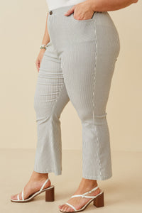 HK1548W GREY Plus Stretch Pinstripe Flared Pants Side