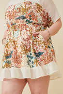 HK1597 IVORY Women Contrast Tree Print Dolman Sleeve Dress Gif