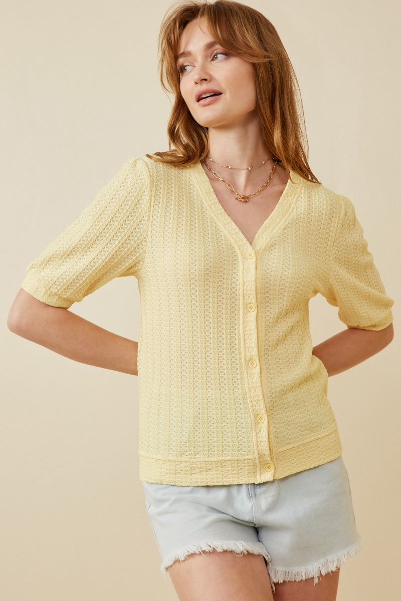 Heart Knitted Puff Sleeve Knit Top