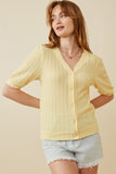 HK1754W IVORY Plus Smock Detail Button Down V Neck Dress Front