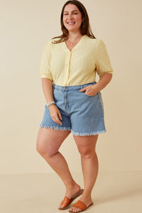 HK1754 IVORY Womens Heart Knitted Puff Sleeve Knit Top Full Body