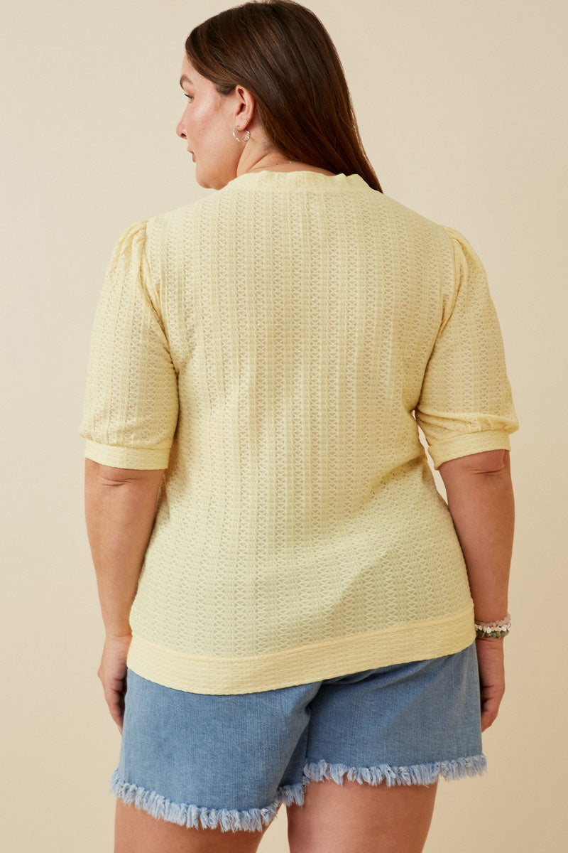 HK1754W IVORY Plus Smock Detail Button Down V Neck Dress Side