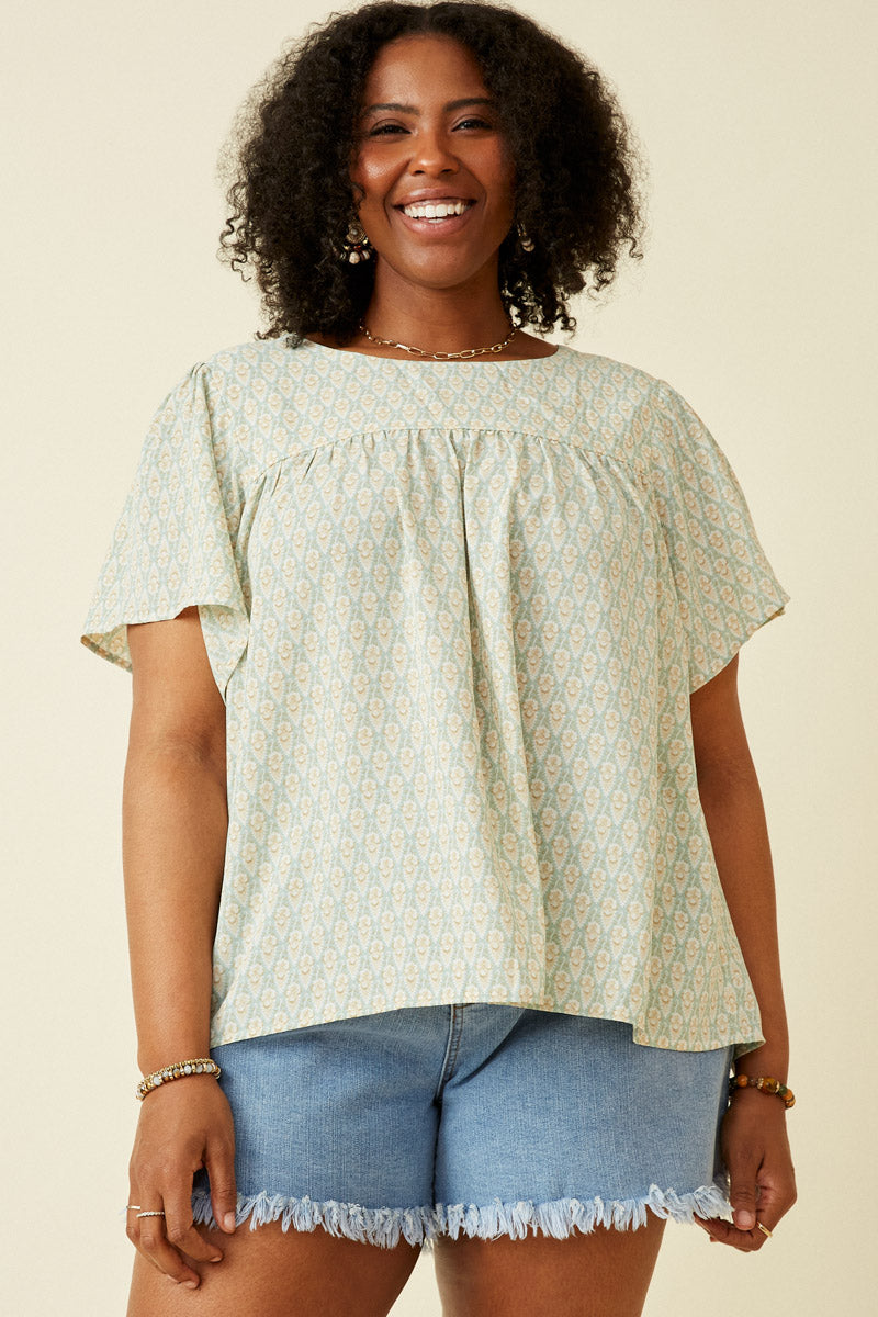 Paisley Print Flutter Sleeve Top