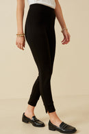 HK1816W Off White Plus Elastic Waist Slitted Knit Pants Front