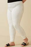 HK1816W Black Plus Elastic Waist Slitted Knit Pants Gif
