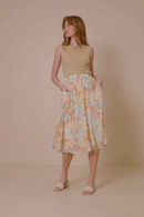 HK1852 Blue Womens Romantic Floral Elastic Waist Skirt GIF