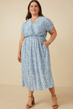 Abstract Botanical Print Wrap Dress