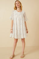 HK1878 Blue Mix Womens Light Floral Tulip Sleeve Dress Gif