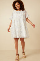 HK1878 Blue Mix Womens Light Floral Tulip Sleeve Dress Back