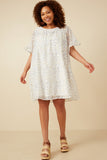 HK1878 Blue Mix Womens Light Floral Tulip Sleeve Dress Back