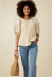 Seersucker Textured Puff Sleeve Top