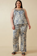 HK1895 Blue Womens Floral Print Sheen Cami Back