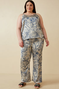 HK1895 Blue Womens Floral Print Sheen Cami Back