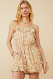 Ditsy Floral Button Detail Ruffle Tank Romper
