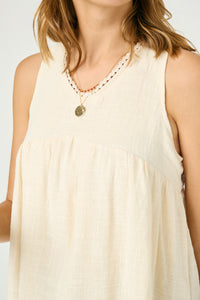 HN4016W IVORY Plus Crochet Trimmed V Neck Tank Full Body