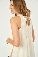 HN4016W Ivory Plus Crochet Trimmed V Neck Tank Gif
