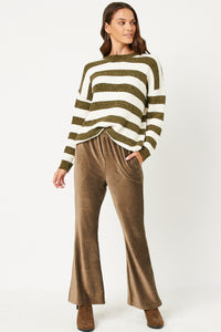 HN4221 BLACK Womens Wide Leg Velvet Corduroy Pants Back