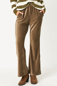 HN4221W BLACK Plus Wide Leg Velvet Corduroy Pants Full Body