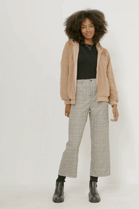 HN4234W Cream Plus Soft Fleece Hooded Zip Up Jacket Front