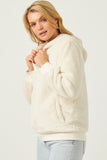 HN4234W Cream Plus Soft Fleece Hooded Zip Up Jacket Side