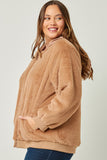 HN4234 BROWN Womens Soft Fleece Hooded Zip Up Jacket