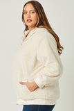 HN4234 CREAM Womens Soft Fleece Hooded Zip Up Jacket Side