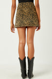 HN4278W Tan Plus Corduroy Zebra Print Slit Skirt Pose