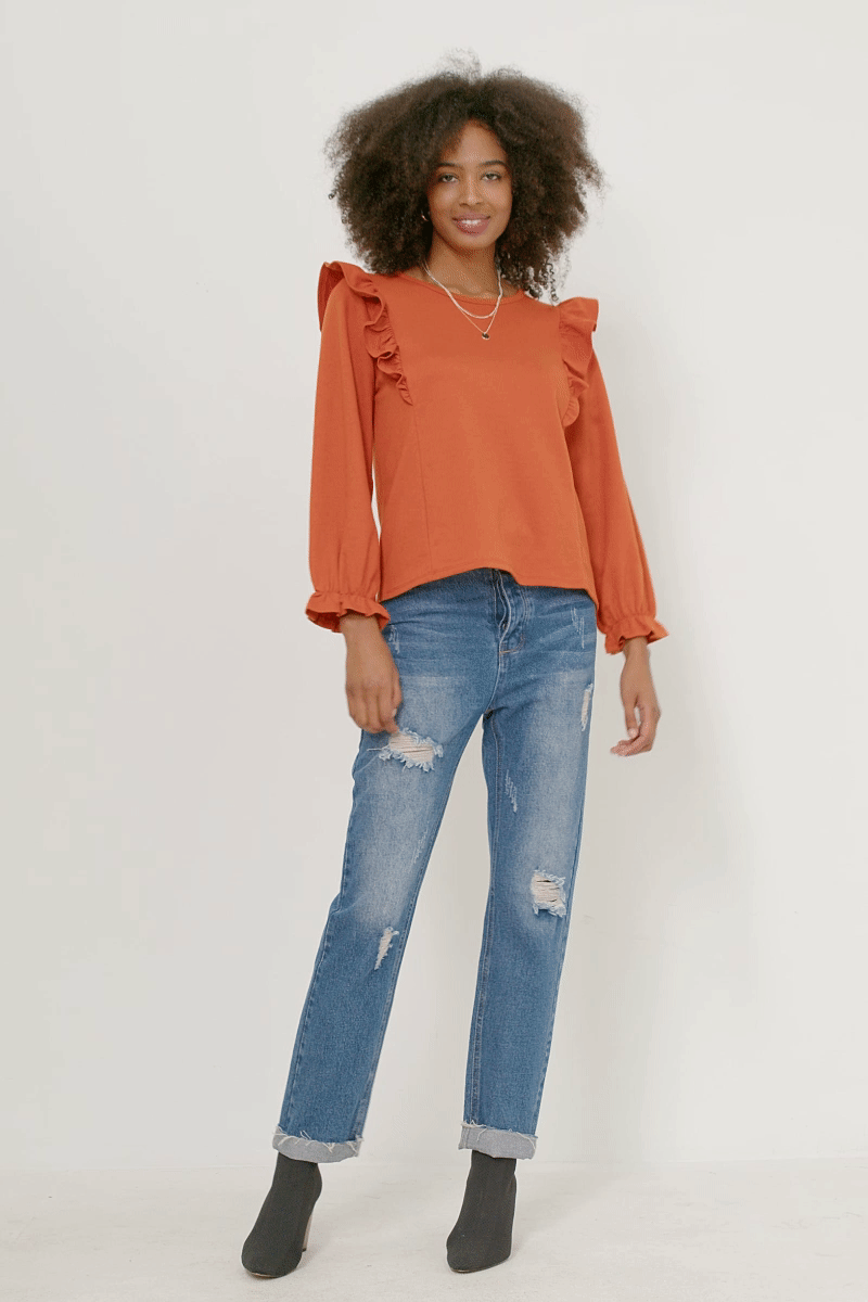 Cuffed Long Sleeve Dress Shirt for Women