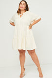 V Neck Tie Detail Cinch Sleeve Dress