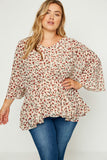 Dolman Sleeve Floral Peplum Top