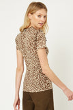 HY1083W Taupe Plus Leopard Ruffle High Neck Top Back