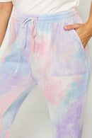 HY1120 LAVENDER Womens Tie-Dye Drawstring Jogger Pose