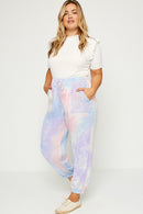 HY1120 LAVENDER Womens Tie-Dye Drawstring Jogger Back