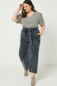 Plus Mineral Washed Paper Bag Trousers Whole Body