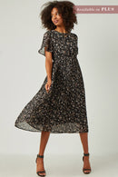 HY1195W TEAL Plus Pleated Floral Midi Dress Side 2