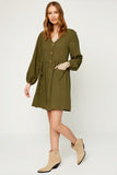 Button Down Pocketed Dress