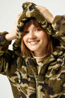 HY1239W Camo Plus Soft Fleece Hooded Camo Jacket Front