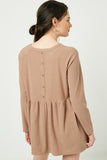 Button Back Raglan Peplum Top