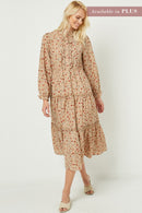 Hy1348 Black Womens Ruffle Placket Maxi Dress-Pose