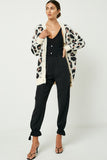 Plus Fuzzy Leopard Sweater Cardigan Front
