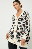Plus Fuzzy Leopard Sweater Cardigan Front