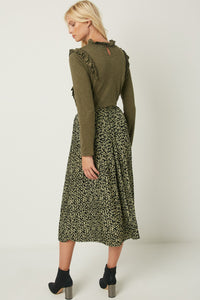 Plus Leopard Print Pleated Midi Skirt Back