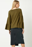 Plus Soft French Terry Long Sleeve Square Neck Top Back