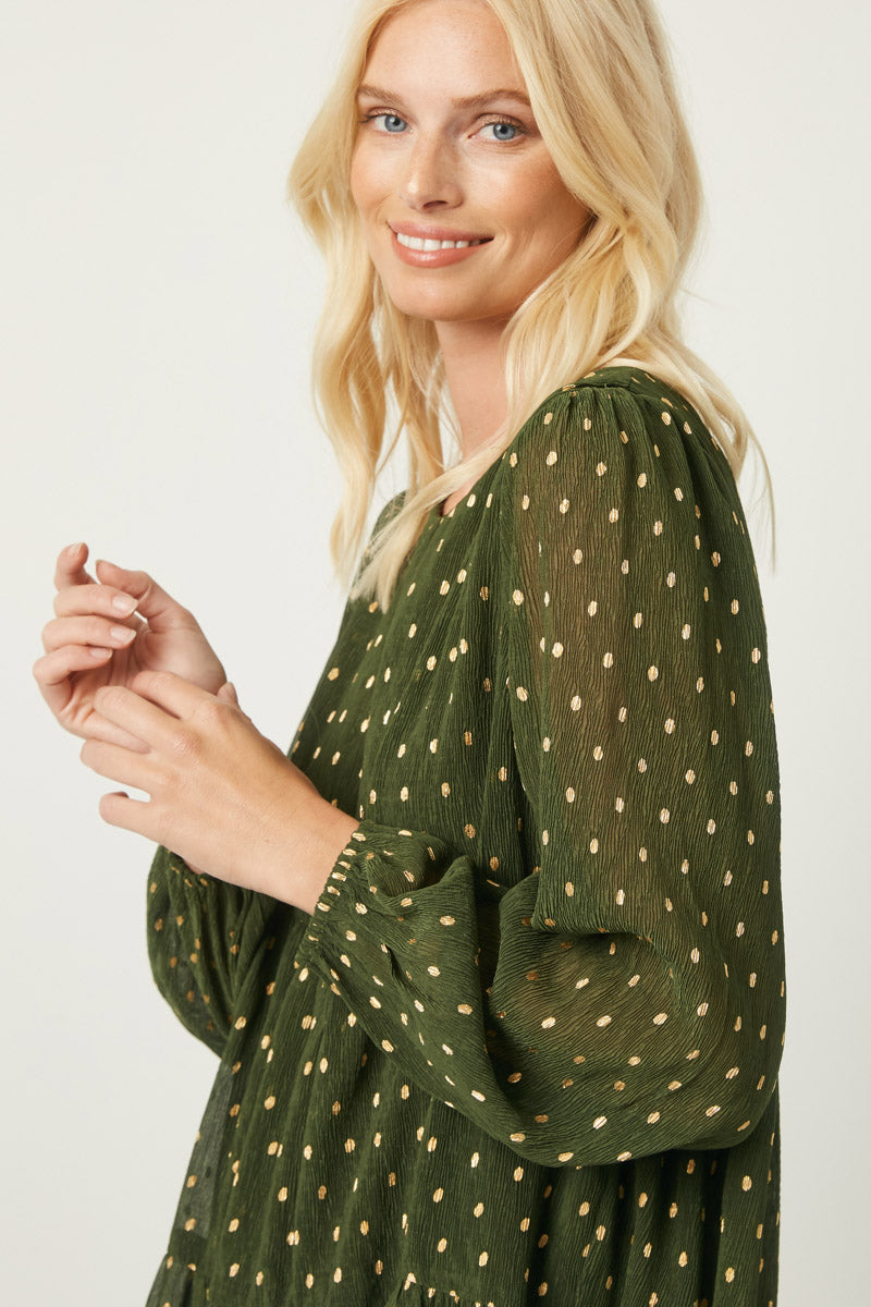 Metallic Dot Tiered Tunic