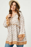 Ruffled Color Paisley Print Tunic