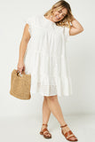 Flutter Sleeve Tiered Eyelet Dress