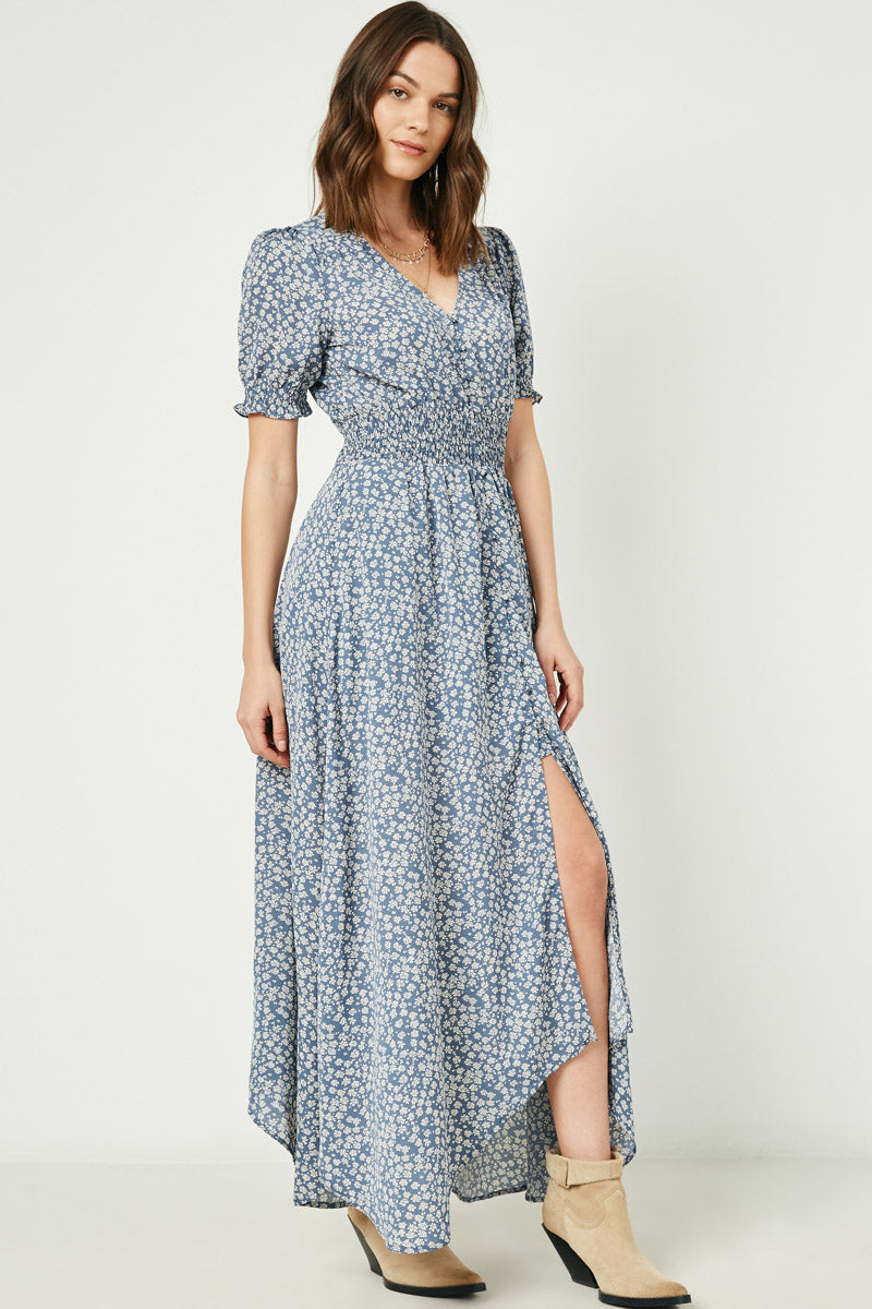 Ditsy Floral Buttoned Maxi Dress