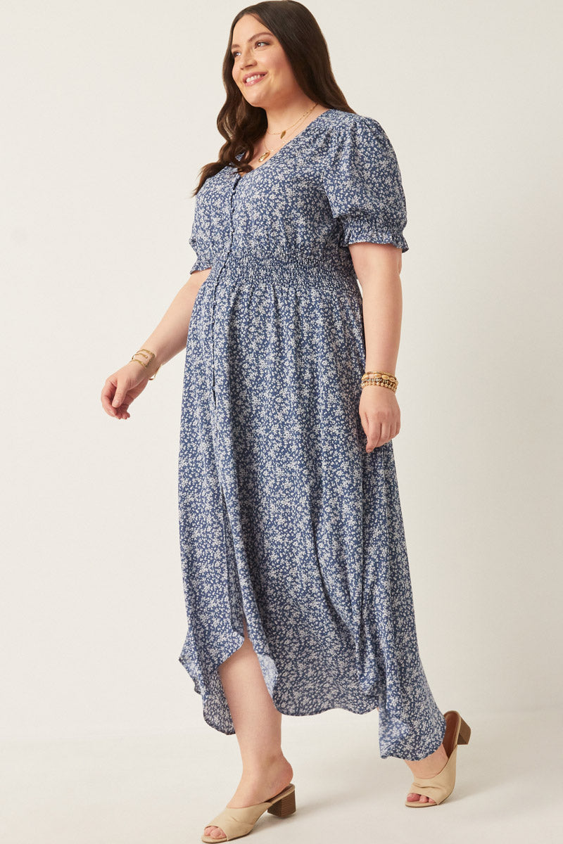 Ditsy Floral Buttoned Maxi Dress