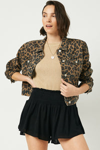 HY2477 Black Womens Smocked Waist Soft Skort GIF