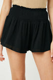 HY2477 Black Womens Smocked Waist Soft Skort Front